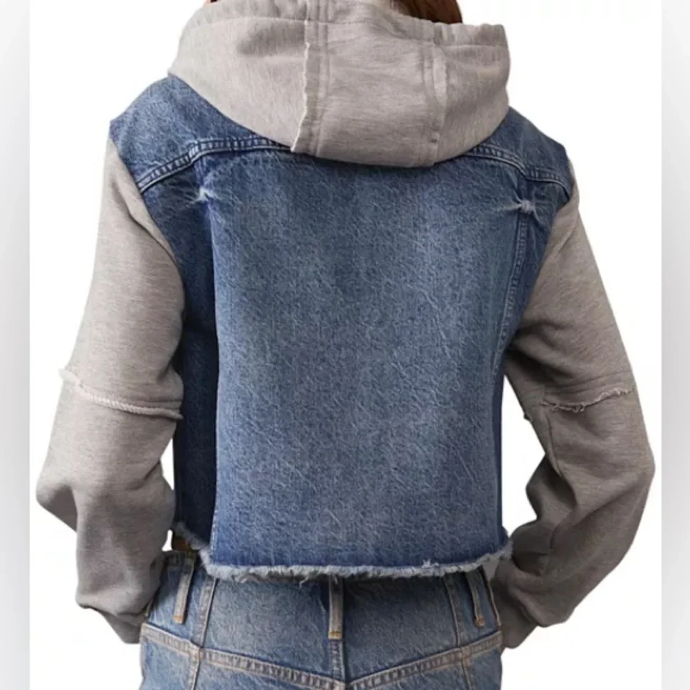 FREE PEOPLE We The Free Throwback Medium Denim Layered Look Jacket - Picture 2 of 12